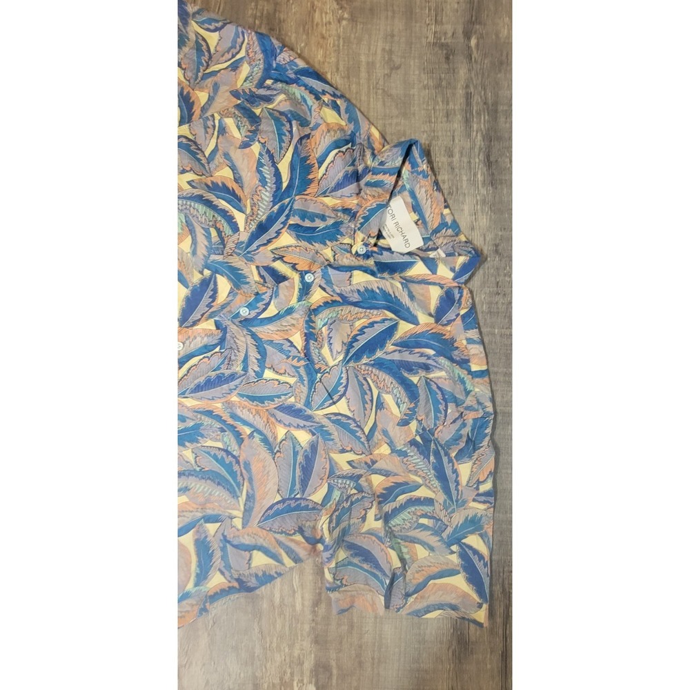 Tori Richard Shirt Men 2XL Hawaiian Aloha Leaf Print Tropical Button Up Camp USA - Picture 5 of 11